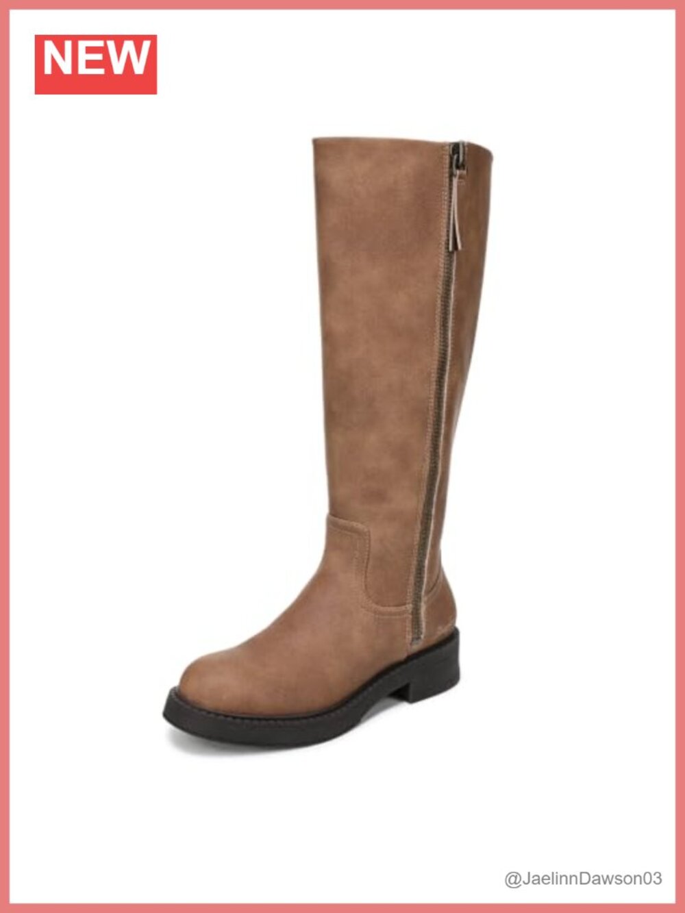 Knee High Faux Leather Boots Block Heel Zip Festival